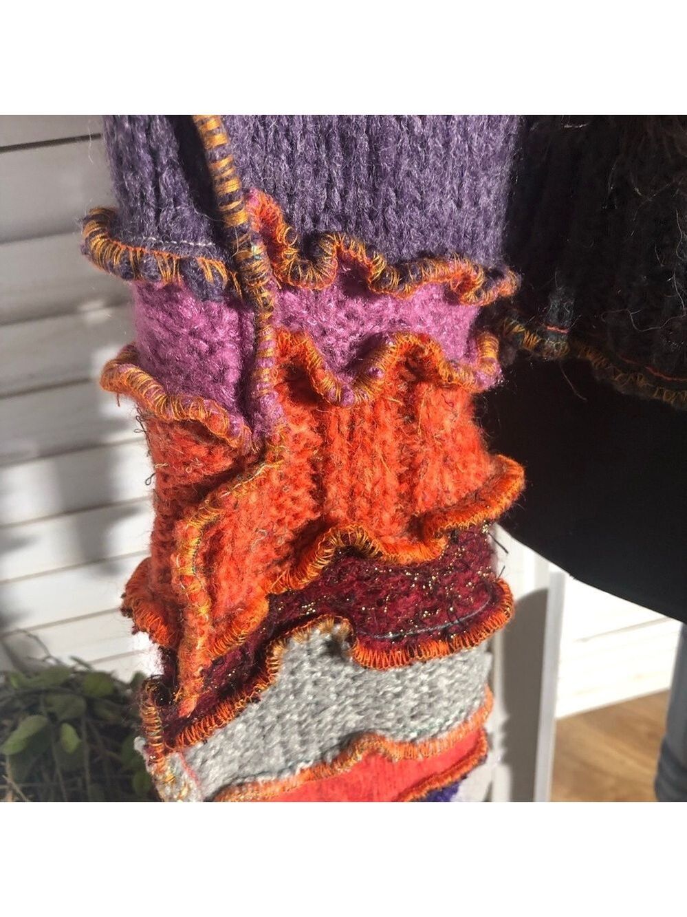 Handcrafted Patch Knitted Sweater Upcycled Multicolor Medium - Picture 13 of 14